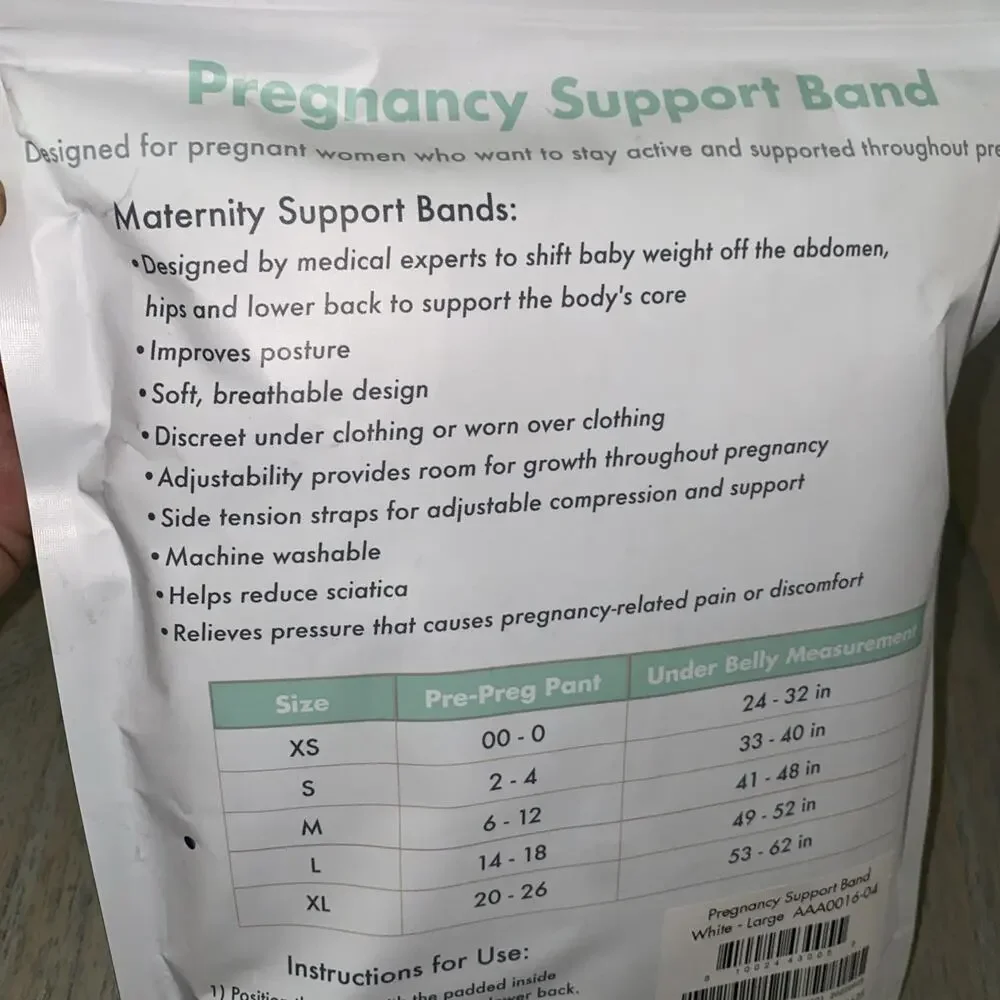 NEW Motif Medical Pregnancy Support Band Size Large White